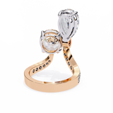 14K Lab Grown Diamond Pear Two Stone Ring, E-F Color, VVS-VS Clarity