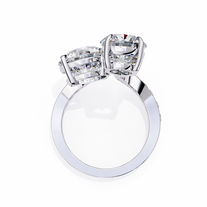 14K Lab Grown Diamond Pear Two Stone Ring, E-F Color, VVS-VS Clarity