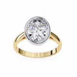 14K Lab Grown Diamond Oval Bezel Engagement Ring, E-F Color, VVS-VS Clarity