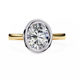 14K Lab Grown Diamond Oval Bezel Engagement Ring, E-F Color, VVS-VS Clarity