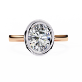 14K Lab Grown Diamond Oval Bezel Engagement Ring, E-F Color, VVS-VS Clarity