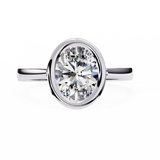 14K Lab Grown Diamond Oval Bezel Engagement Ring, E-F Color, VVS-VS Clarity