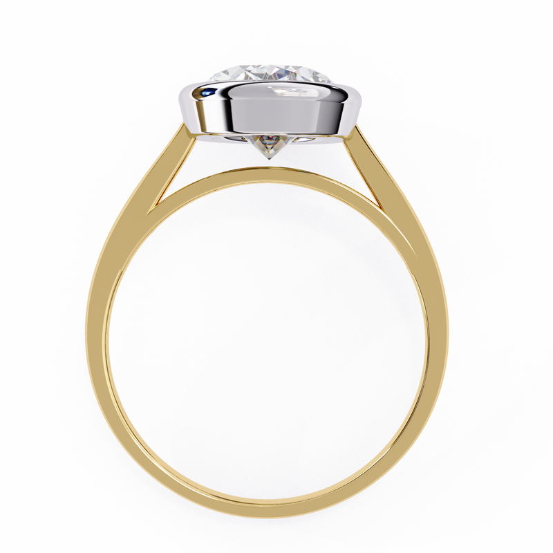 14K Lab Grown Diamond Oval Bezel Engagement Ring, E-F Color, VVS-VS Clarity