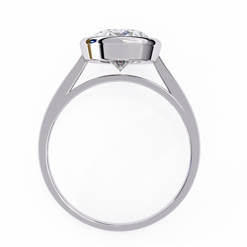 14K Lab Grown Diamond Oval Bezel Engagement Ring, E-F Color, VVS-VS Clarity