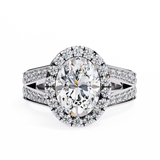 14K Lab Grown Diamond Oval Halo Split Shank Engagement Ring, E-F Color, VVS-VS Clarity