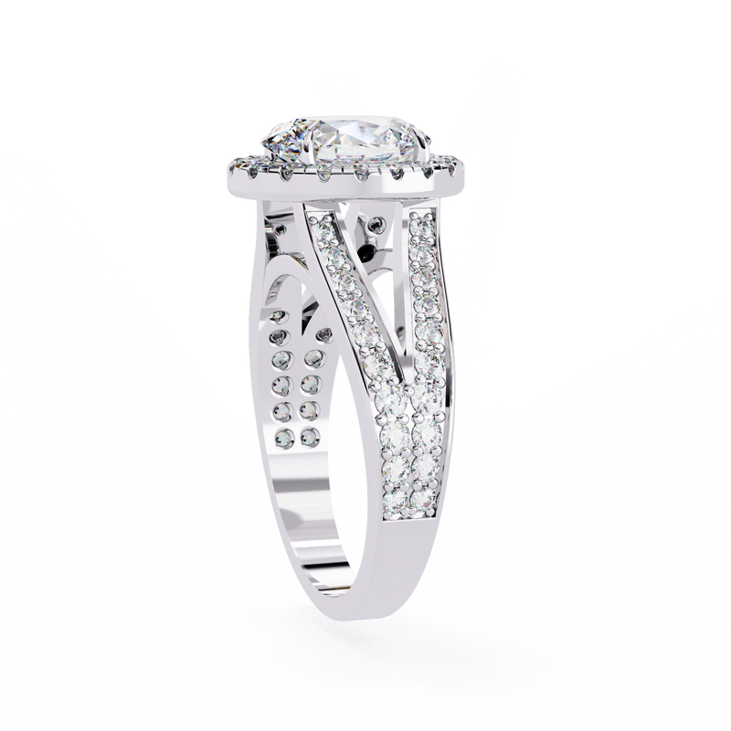 14K Lab Grown Diamond Oval Halo Split Shank Engagement Ring, E-F Color, VVS-VS Clarity