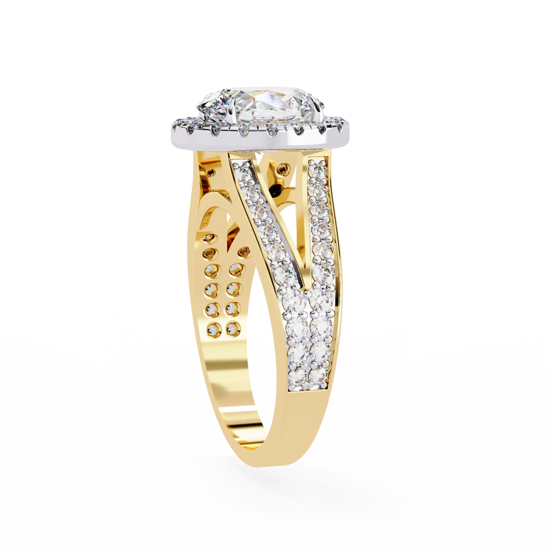 14K Lab Grown Diamond Oval Halo Split Shank Engagement Ring, E-F Color, VVS-VS Clarity