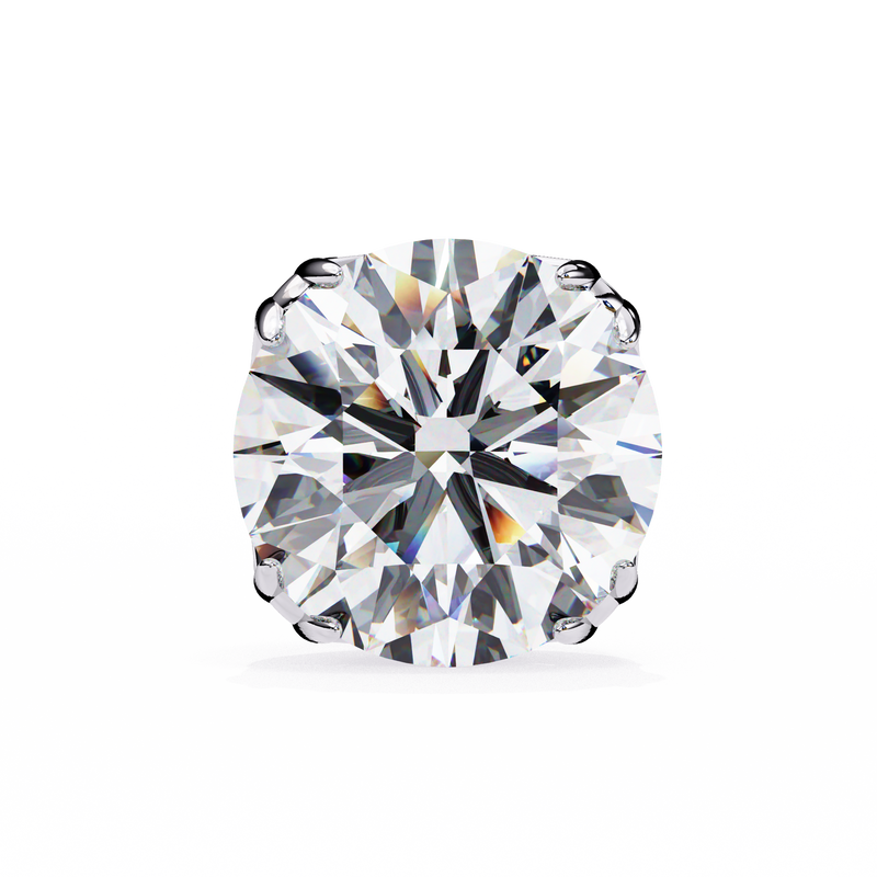 14K White Gold IGI Certified Round Solitaire Stud Earrings, 4 Double split Prong, D-E Color, VVS/VS Clarity