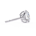 14K White Gold IGI Certified Round Solitaire Stud Earrings, 4 Double split Prong, D-E Color, VVS/VS Clarity
