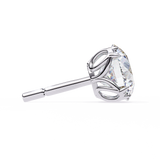 14K White Gold IGI Certified Round Solitaire Stud Earrings, 4 Double split Prong, D-E Color, VVS/VS Clarity