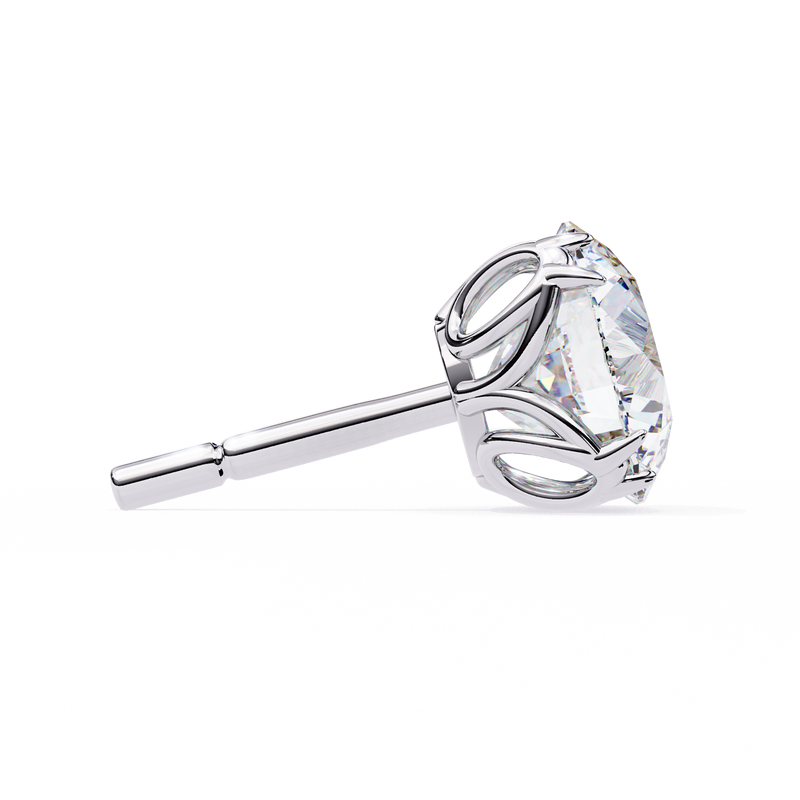 14K White Gold IGI Certified Round Solitaire Stud Earrings, 4 Double split Prong, D-E Color, VVS/VS Clarity