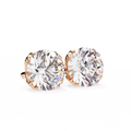 14K White Gold IGI Certified Round Solitaire Stud Earrings, 4 Double split Prong, D-E Color, VVS/VS Clarity