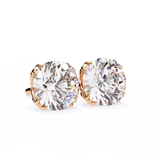 14K White Gold IGI Certified Round Solitaire Stud Earrings, 4 Double split Prong, D-E Color, VVS/VS Clarity