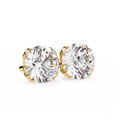 14K White Gold IGI Certified Round Solitaire Stud Earrings, 4 Double split Prong, D-E Color, VVS/VS Clarity