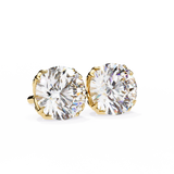 14K White Gold IGI Certified Round Solitaire Stud Earrings, 4 Double split Prong, D-E Color, VVS/VS Clarity