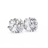 14K White Gold IGI Certified Round Solitaire Stud Earrings, 4 Double split Prong, D-E Color, VVS/VS Clarity