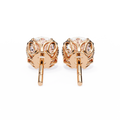 14K White Gold IGI Certified Round Solitaire Stud Earrings, 4 Double split Prong, D-E Color, VVS/VS Clarity