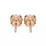 14K White Gold IGI Certified Round Solitaire Stud Earrings, 4 Double split Prong, D-E Color, VVS/VS Clarity