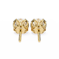 14K White Gold IGI Certified Round Solitaire Stud Earrings, 4 Double split Prong, D-E Color, VVS/VS Clarity