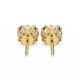 14K White Gold IGI Certified Round Solitaire Stud Earrings, 4 Double split Prong, D-E Color, VVS/VS Clarity