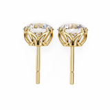 14K White Gold IGI Certified Round Solitaire Stud Earrings, 4 Double split Prong, D-E Color, VVS/VS Clarity