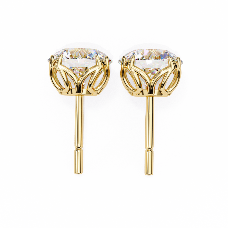 14K White Gold IGI Certified Round Solitaire Stud Earrings, 4 Double split Prong, D-E Color, VVS/VS Clarity