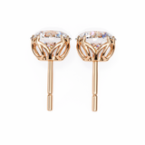 14K White Gold IGI Certified Round Solitaire Stud Earrings, 4 Double split Prong, D-E Color, VVS/VS Clarity