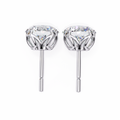 14K White Gold IGI Certified Round Solitaire Stud Earrings, 4 Double split Prong, D-E Color, VVS/VS Clarity
