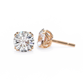 14K White Gold IGI Certified Round Solitaire Stud Earrings, 4 Double split Prong, D-E Color, VVS/VS Clarity