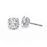 14K White Gold IGI Certified Round Solitaire Stud Earrings, 4 Double split Prong, D-E Color, VVS/VS Clarity