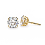 14K White Gold IGI Certified Round Solitaire Stud Earrings, 4 Double split Prong, D-E Color, VVS/VS Clarity