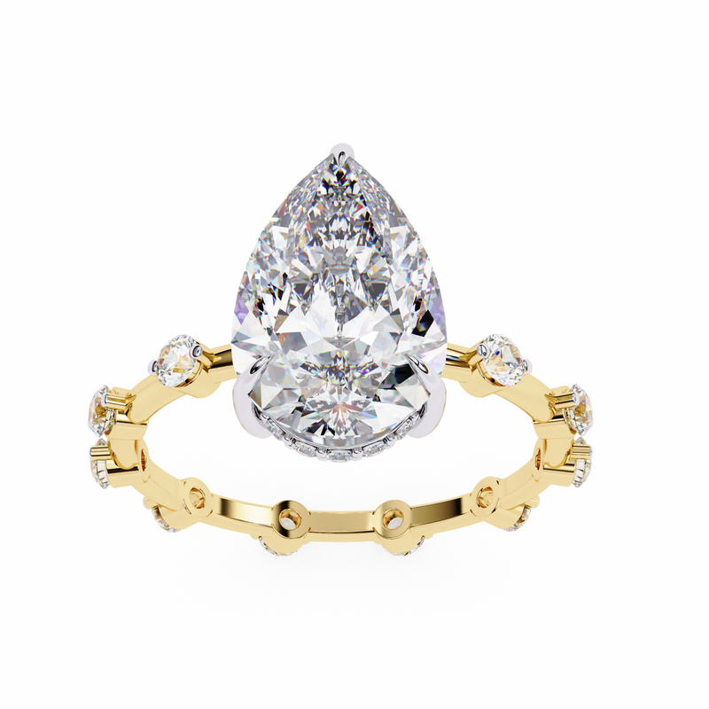 14k IGI certified pear ring with E-F color VVS-VS clarity diamonds 144