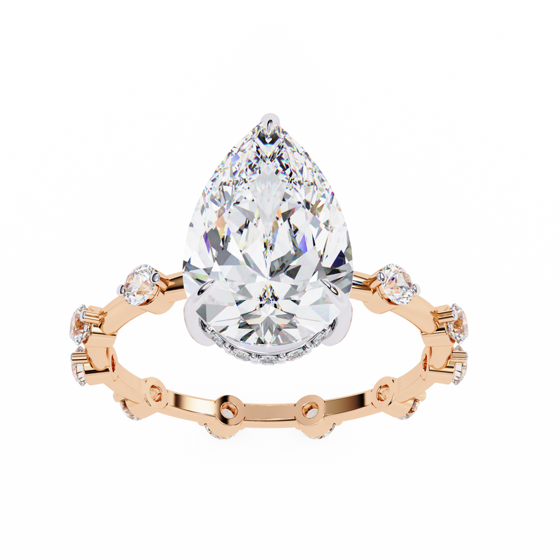 14k IGI certified pear ring with E-F color VVS-VS clarity diamonds 144