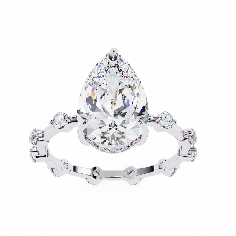 14k IGI certified pear ring with E-F color VVS-VS clarity diamonds 144