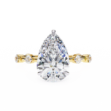 14K Lab Grown Diamond Hidden Halo Pear Engagement Ring, E-F Color, VVS-VS Clarity