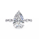 14K Lab Grown Diamond Hidden Halo Pear Engagement Ring, E-F Color, VVS-VS Clarity
