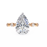 14K Lab Grown Diamond Hidden Halo Pear Engagement Ring, E-F Color, VVS-VS Clarity