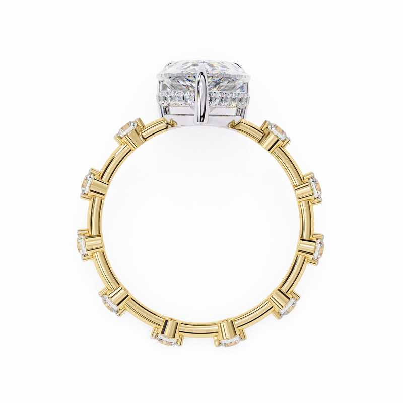 14K Lab Grown Diamond Hidden Halo Pear Engagement Ring, E-F Color, VVS-VS Clarity
