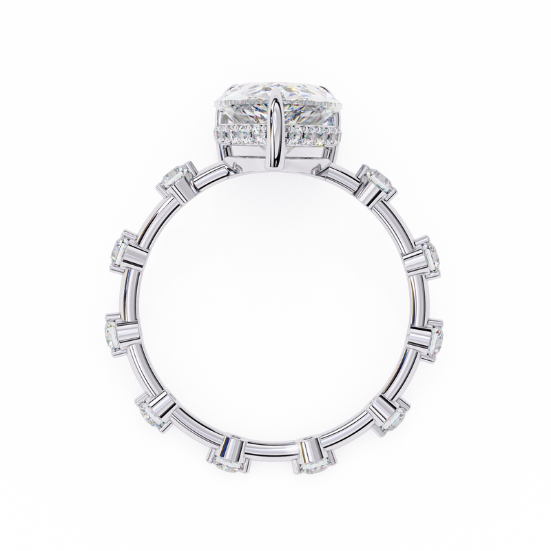 14K Lab Grown Diamond Hidden Halo Pear Engagement Ring, E-F Color, VVS-VS Clarity