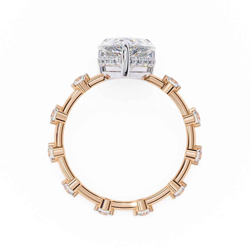 14K Lab Grown Diamond Hidden Halo Pear Engagement Ring, E-F Color, VVS-VS Clarity