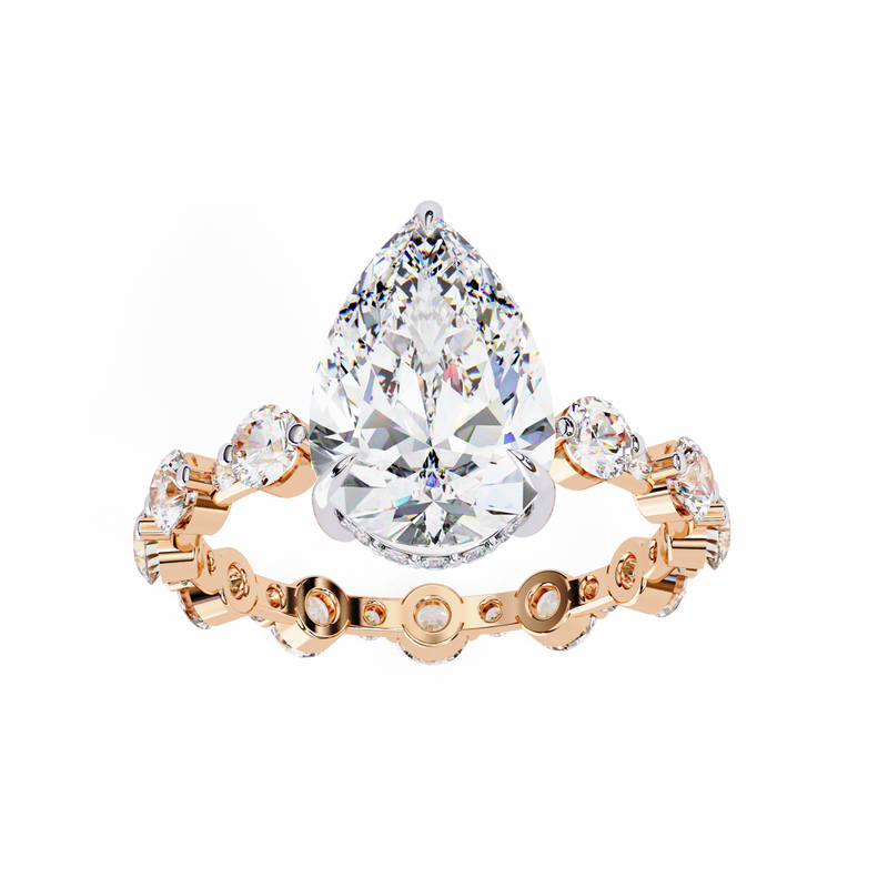 14k IGI certified pear ring with E-F color VVS-VS clarity diamonds 145