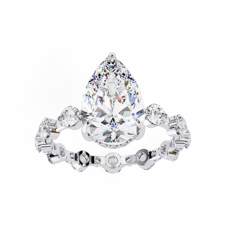 14k IGI certified pear ring with E-F color VVS-VS clarity diamonds 145