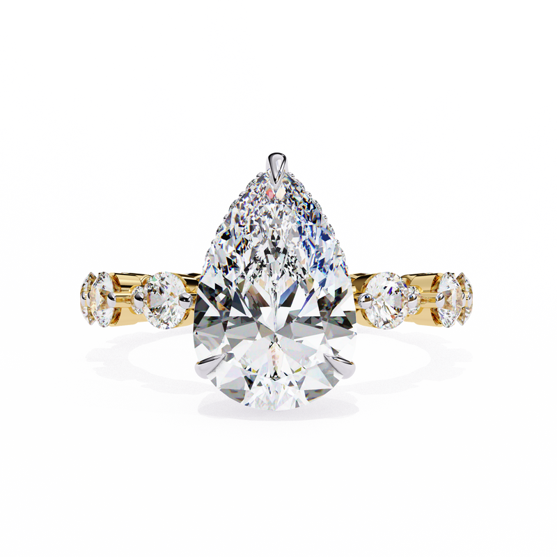 14k IGI certified pear ring with E-F color VVS-VS clarity diamonds 145
