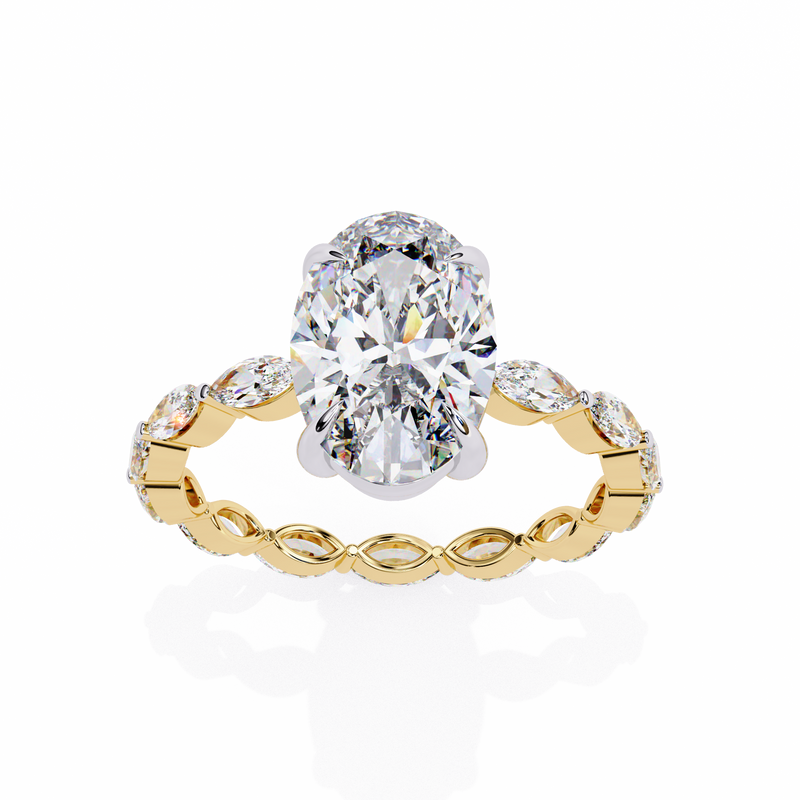 14k IGI certified oval ring with E-F color VVS-VS clarity diamonds 147