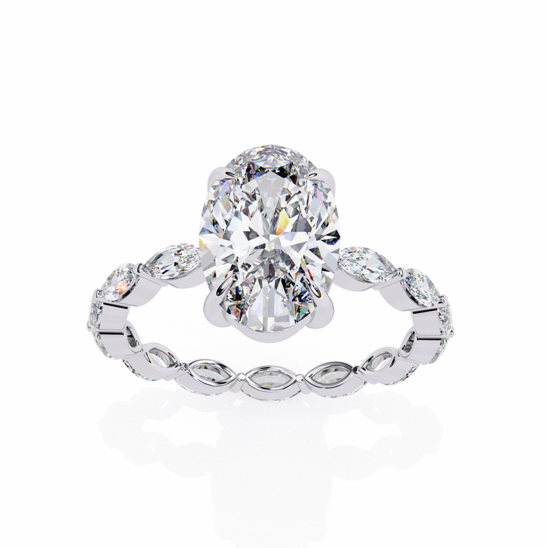 14k IGI certified oval ring with E-F color VVS-VS clarity diamonds 147