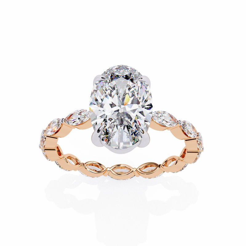14k IGI certified oval ring with E-F color VVS-VS clarity diamonds 147