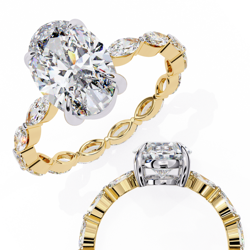 14k IGI certified oval ring with E-F color VVS-VS clarity diamonds 147