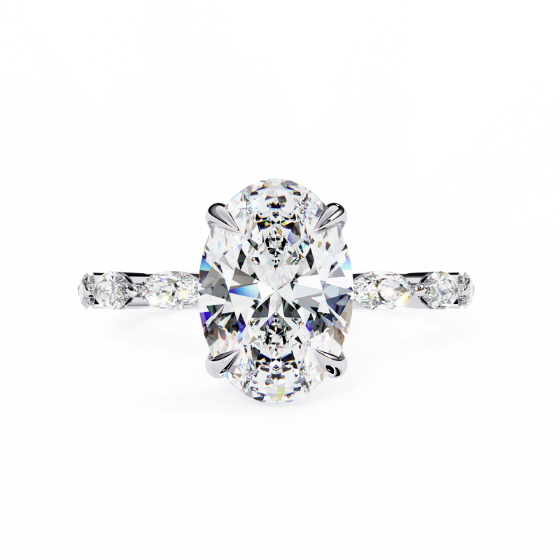 14k IGI certified oval ring with E-F color VVS-VS clarity diamonds 147