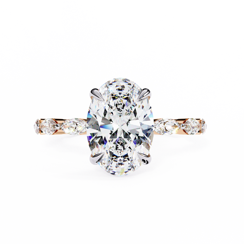 14k IGI certified oval ring with E-F color VVS-VS clarity diamonds 147