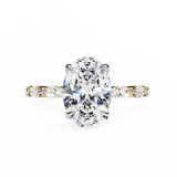 14K Lab Grown Diamond Oval Fashion Engagement Ring with Marquise Accents, E-F Color, VVS-VS Clarity